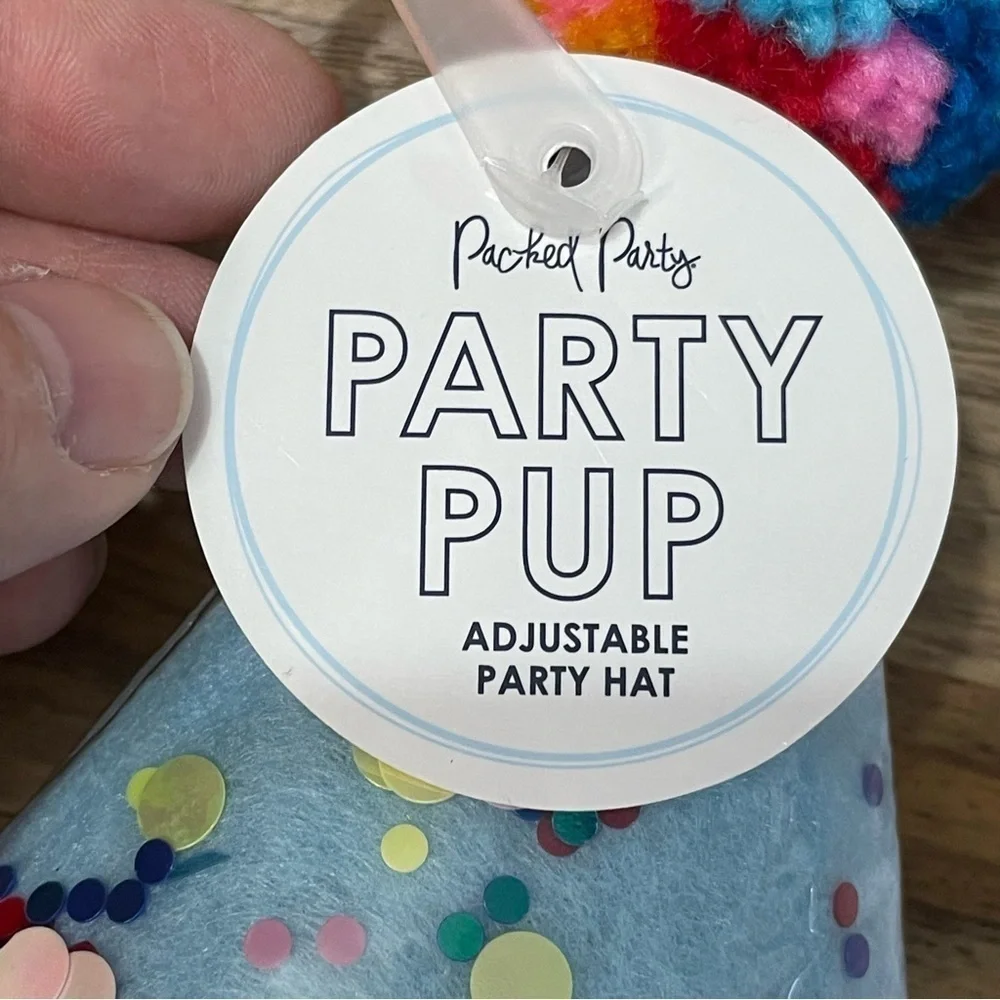 Packed‎ Party Pup Adjustable Strap Party Hat Multi Color Confetti Rainbow NWT